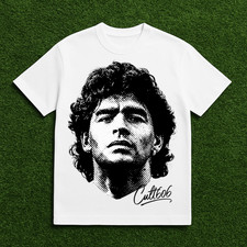 DIEGO MARADONA Argentina T-Shirt | PREMIUM 250G Napoli Heavyweight Football Tee