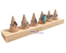Ringaufsteller Ringständer Ringhalter Schmuckständer  6 Kegel mit Holzplatte