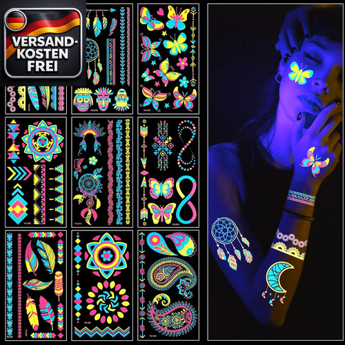 Neon tattoos blätter uv - tattoos,