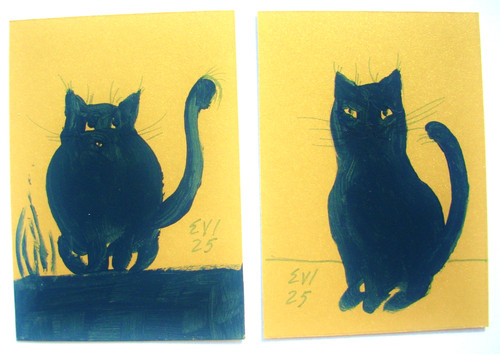 Schwarze katze aceo original - katze,