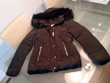 H&M Winter Jacke Gr. 34 Kapuze Fellkragen Schwarz  Warm Neu