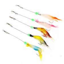 5er Set GARNELEN Stahlvorfach Soft Dorsch Köder Jig Gummi Silikon Paternoster