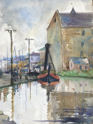 Kanalszene antikes aquarell - antikes,