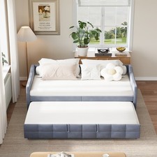 Polsterbett Schlafsofa 90x200 Ausziehbett Doppelbett Bettgestell mit Lattenrost