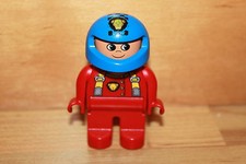 Lego Duplo Rennfahrer mit blauem Löwenhelm, Figur, Mann, Auto, Rennbahn K14