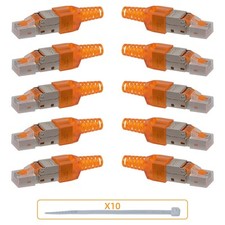 10x Netzwerkstecker CAT 7 Werkzeuglos RJ45 Netzwerk Metall Stecker Verlegekabel