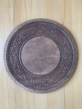 alte orientalische Tischplatte Holz für achteckigen Beistelltisch handgeschnitzt