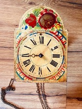 Antike Schwarzwälder Schilderuhr Lackschilduhr  Handbemalt Mechanische Uhr Holz