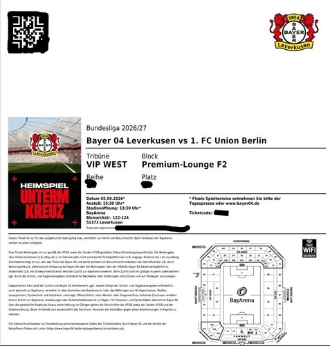 Vip tickets bayer leverkusen - 2,