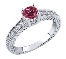 925 Sterlingsilber 0.66 Karat Natürlich Rosa Turmalin Damen Verlobungsring