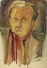 Expressionistisches Herren-Portrait. Aquarell. Nachlaß Karlheinz Bauer