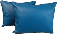 2 x Sofakissen 50x40 cm echt Leder Nappa Dekokissen Lederkissen Deko denim