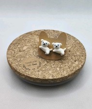 Ohrringe Ohrstecker Hund Weiß Groß 3D