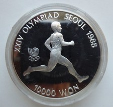 1 UNZE Südkorea 10000 Won Läufer Olympiade 1988 Seoul 925 Silber PP