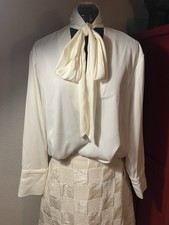 Schluppenbluse, Bluse, Hemd, Schleife, Satin, HM, Gr S, Champagner, Lässig, Neuw