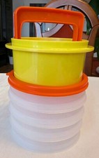 Tupperware Pattie Matti,Hamburg.-Maker,Burgerpresse+4 Behälter+1 Deckel,VFT,bunt