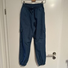 Damen Cargo Jeans Pieces Jeansblau Gr. XS, Bündchen, Taschen