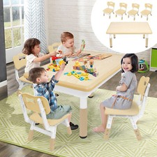 Kindertisch Kindersitzgruppe Spieltisch Höhenverstellbarer mit Kinderstuhl Holz
