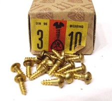 Sehr alte Messing Schrauben DIN 96 3,0 x 10 Rundkopf Holzschrauben 100 Stück