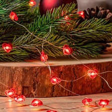 Lindby LED Lichterkette Herz Batterie Deko Indoor, 3,20 m 30 LED Deko Herzen Val