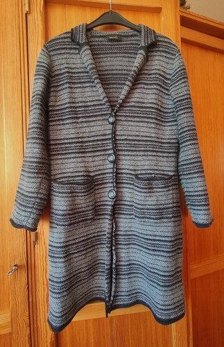 Strickmantel grau schwarz - strickmantel,, grau-schwarz