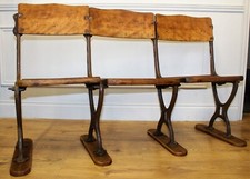 Vintage Dreisitzer Klapp Theater Kino Stühle Antik Industrial Retro Saal