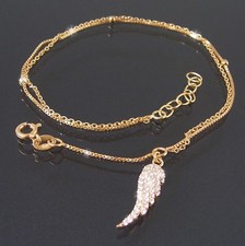 Fußkette Fuß Kette 925 Silber Gold Zirkonia Länge24-27cm Anhänger Flügel VE22820