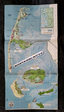 Nostalgie Faltkarte NORDSEE Inseln Plan Poster Wandbild Vintage Deko 27/54 cm
