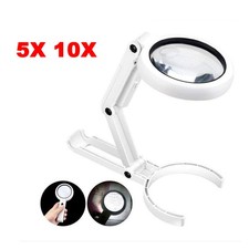 5X 10X Lupe mit 8 LED Licht Desktop Stand Leselupe Arbeitslupe Vergrößerung DHL