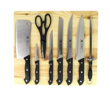 9-tlg. Messerset mit Holzbrett