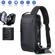 Herren Brusttasche mit USB Umhängetasche Crossbody Sling-Bag Schultertasche