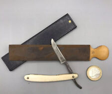 Rarität Miniatur Rasiermesser Abziehleder Antik Alt Puppenstube Zubehör 1900