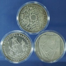 3x BRD Gedenkmünze: 10 Deutsche Mark 1989 G + 1990 F J | Silber