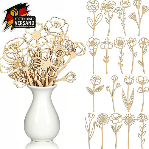 Holzblumen deko set mit stk - holzblumen,