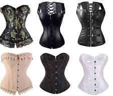 Schwarz Sexy Kunstleder Steampunk Corsage Korsett Party Gothic Korsage Corset#
