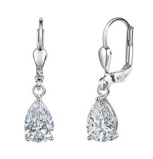 1x Paar Ohrhänger mit Zirkonia Stein, 925er Sterling Silber, Juwelier Qualität