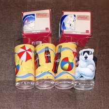 Coca-Cola Tassen NEU, Glas Eisbären Gläser Strand 90er Mini Mug Sammlertasse OVP