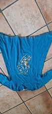 Damen   Woll Pullover türkis blau mit Glitzer und Gesicht  Gr. S / M