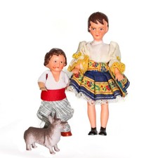Alte ARI Puppenhaus Puppen 8 cm - 11 cm DDR Puppenstube Familie, 50er 60er Jahre