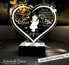 Aufsteller inkl. Gravur Mädchen Junge Geschenk Taufe Erinnerung- LED Beleuchtung
