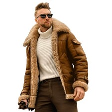 Herren Winterjacke Militär Stil mit Echtem Fellkragen Warm Fleece Taktisch Outdo