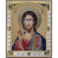 Ikone „Jesus Christus Pantokrator“ – Hochwertige Darstellung mit Goldverzierunge