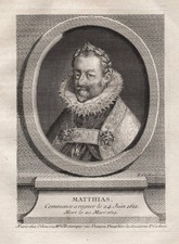 Matthias, Holy Roman Emperor Kaiser Portrait gravure engraving Kupferstich 1750