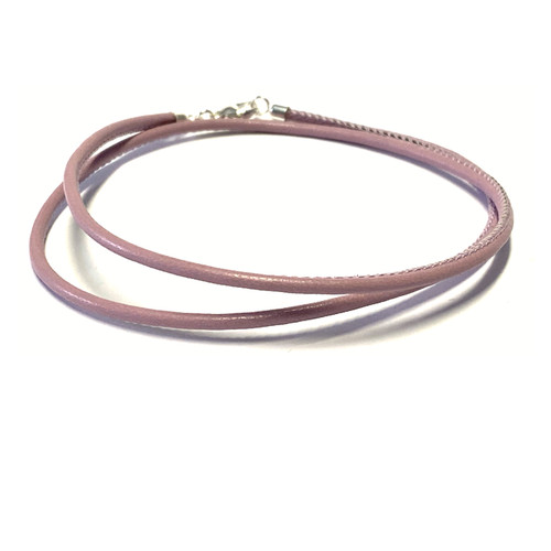 Lederband flieder 925 - /-, silber