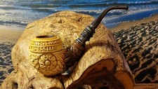 Pfeife-Pipe-Kudret-        Block-Meerschaum-    Floral-beraucht