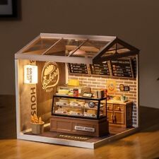 ROBOTIME Puppenhaus Bausatz mit LED 1:24 DIY Mini Bäckerei Kreative Geschenke