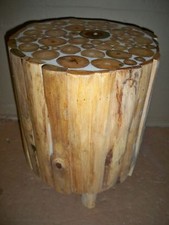 Blumensäule Beistelltisch  Teakholz mit Buchenholzfüßen  Gutmann Factory