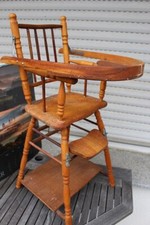 Dekoartikel für Teddybären - Puppen Hochstuhl aus Holz alt mit umbau Möglichkeit