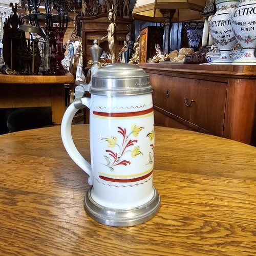 Antiker milchglas bierkrug - antiker,