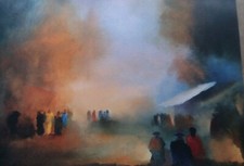 Original Gemälde nach Werner Lichtner-Aix "Rassemblement" 30 x 40 cm